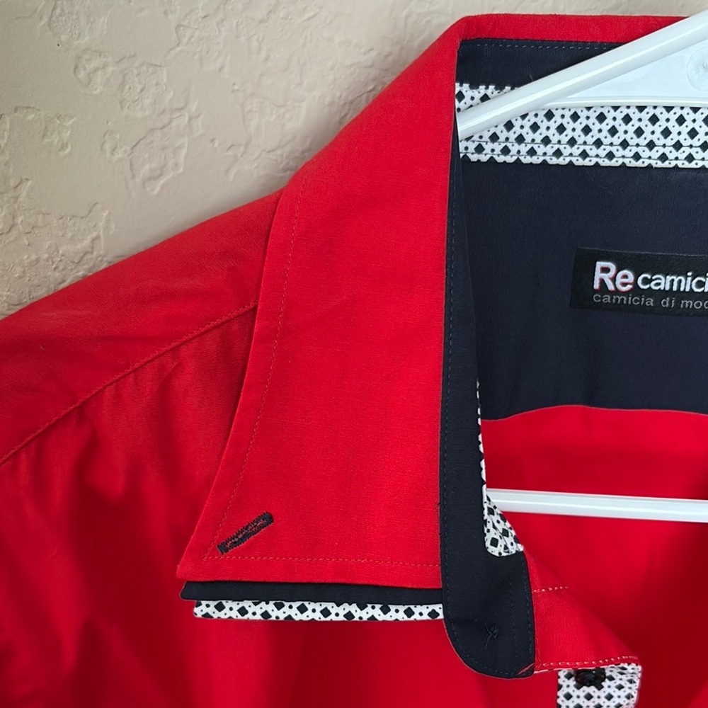 Red Men's Dress Shirt - Picture 2 of 5